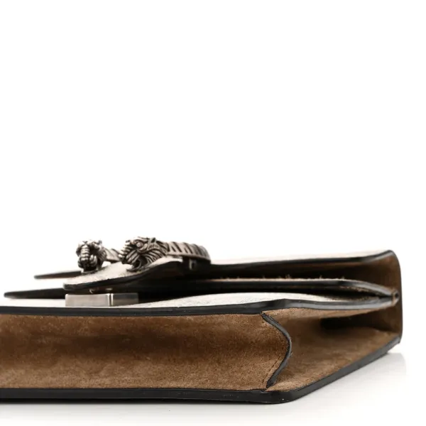 Gucci Mini Dionysus Shoulder Bag Taupe GG Supreme Monogram Canvas Aged Silver Hardware - Image 5