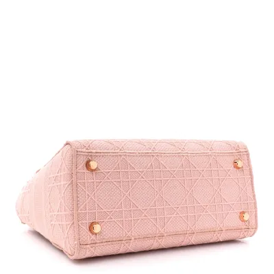 Dior Medium Lady D-Lite Bois De Rose Cannage Embroidered Canvas Gold Hardware