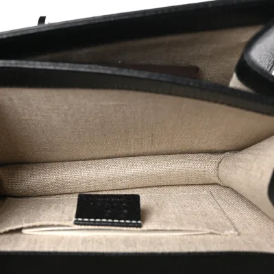 Gucci Small Interlocking G Shoulder Bag Black Dollar Calfskin Leather Gold Hardware