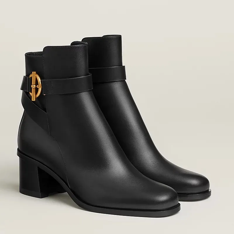 HERMES Jill Black ankle boots