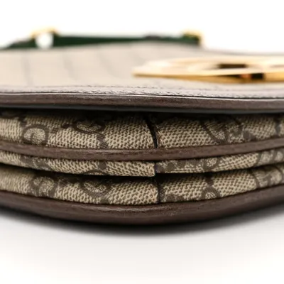 Gucci Medium Blondie Top Handle Shoulder Flap Bag Beige / Ebony / New Acero GG Supreme Monogram Canvas & Textured Dollar Calfskin Leather Brass Hardware