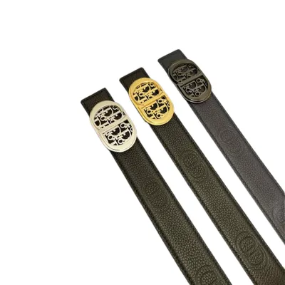 Dior Men' s Oval Buckle Belt In Black Calfskin With Silver/Gold/Gun Black Hardware 35mm