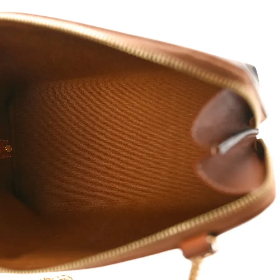 Celine Mini Clutch on Chain Tan Triomphe Canvas & Calfskin Leather Gold Hardware