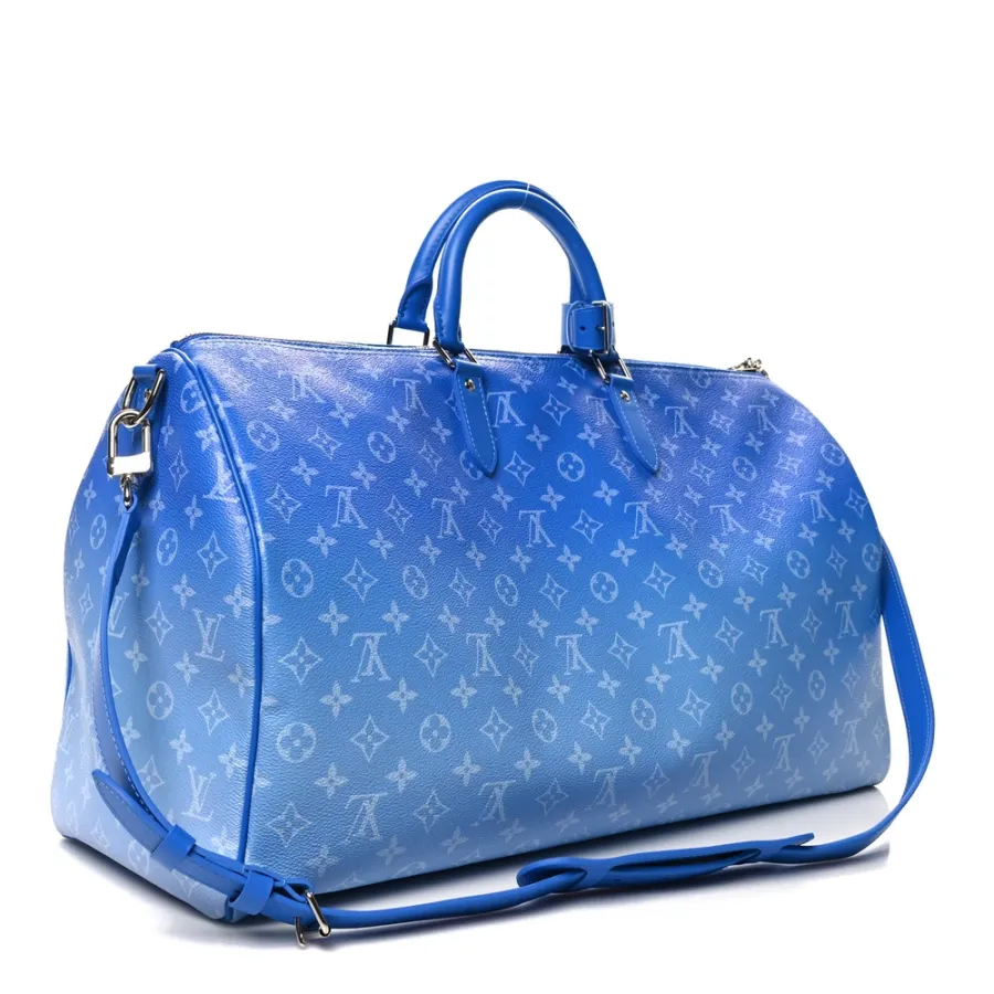 Louis Vuitton Clouds Keepall Bandoulière 50 Blue Monogram Canvas Silver Hardware