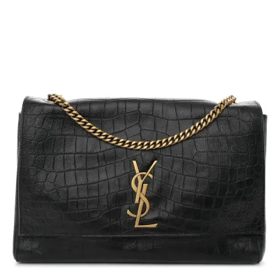 Saint Laurent Medium Kate Satchel Black Reversible Monogram Smooth Calfskin Leather & Suede Aged Gold Hardware