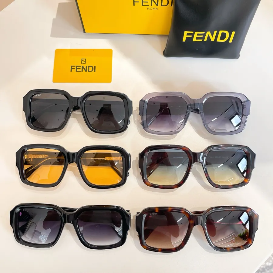 Fendi square frame glasses leopard orange/black/grey/leopard/yellow/eggplant color Size 56口18-145