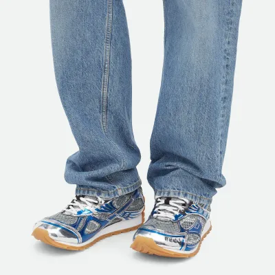 Bottega Veneta Orbit Sneakers In Silver/Blue Technical Fabric And Mesh Lace-Up Sneaker