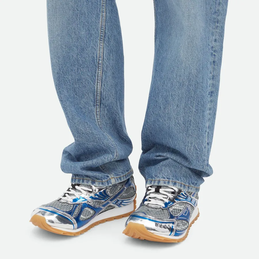 Bottega Veneta Orbit Sneakers In Silver/Blue Technical Fabric And Mesh Lace-Up Sneaker