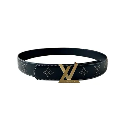 Louis Vuitton Men's Dimension Reversible Belt In Black Calfskin With Gold/Silver/Gun Black Hardware And Rhinestones 40mm
