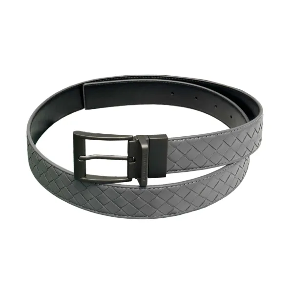 Bottega Veneta Men's Watch Buckle Intrecciato Belt In Black/Grey/Blue/Coffee Calfskin With Silver/Gun Black Hardware 35mm - Image 9
