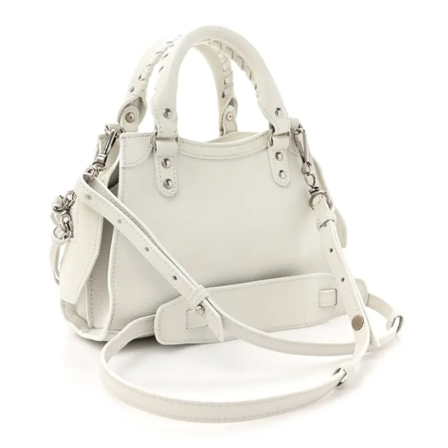 Balenciaga S Neo Classic City Bag Chalky White Grained Calfskin Leather Silver Hardware
