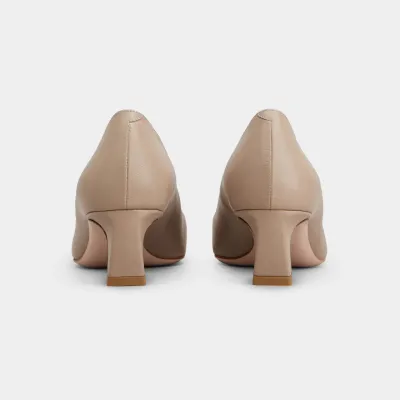 Roger Vivier Trompette Pumps High Heels In Beige Leather With Metal Buckle (Heel Height 4.5cm)