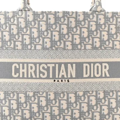 Dior Medium Book Tote Grey Oblique Embroidered Canvas
