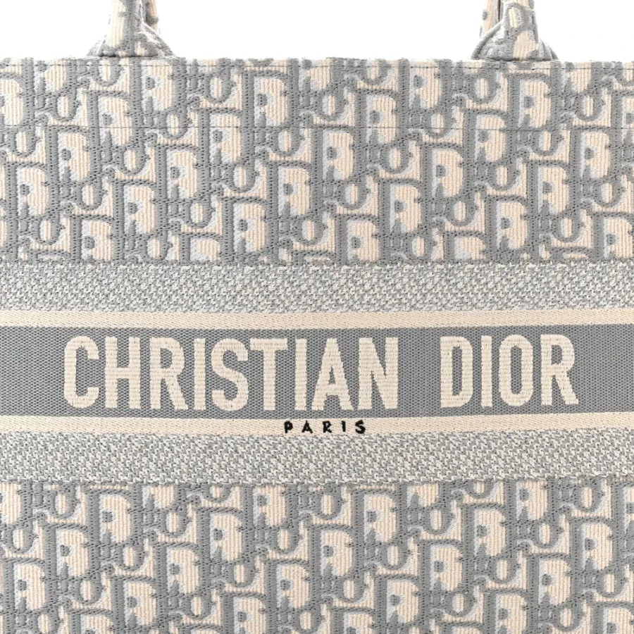 Dior Medium Book Tote Grey Oblique Embroidered Canvas