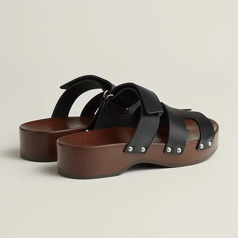 HERMES  Kos Slippers High-heeled slippers Black High Heels Sandal