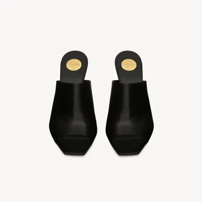 Yves Saint Laurent Black leather high heels slippers