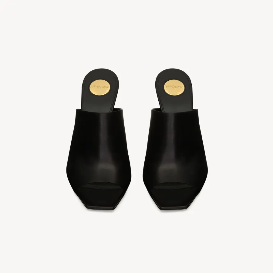 Yves Saint Laurent Black leather high heels slippers