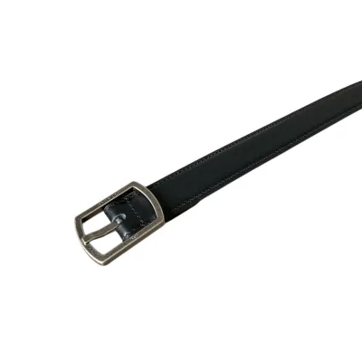 Saint Laurent Paved Buckle Belt In Black Calfskin With Gold/Silver Hardware 25mm