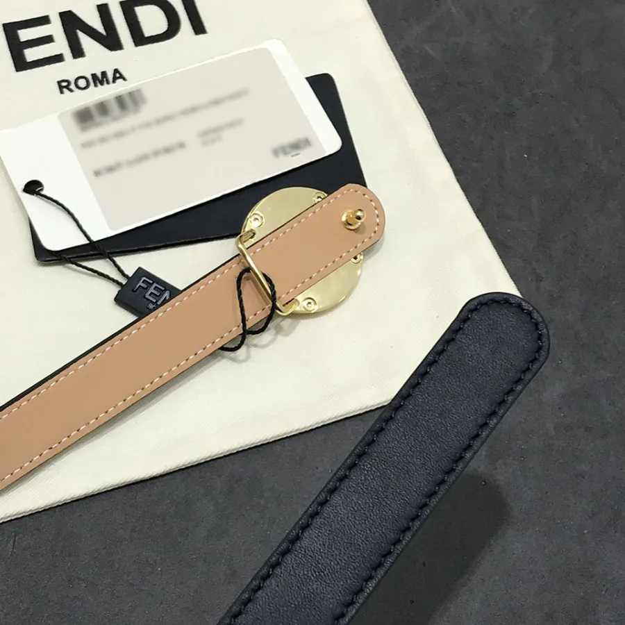 Fendi Women's F Logo Round Buckle Belt In Black/Brown/Grey/Pink Calfskin With Gold/Silver Hardware 20mm