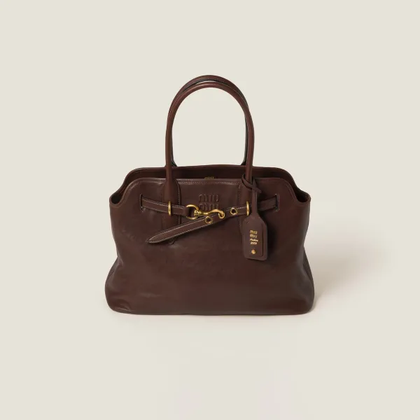 Miu Miu Aventure Nappa Calfskin Leather Brown Top-Handle Bags - Image 6