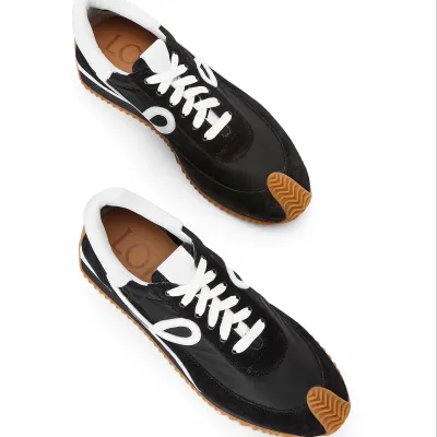 LOEWE Black suede and nylon smooth women's sneakers