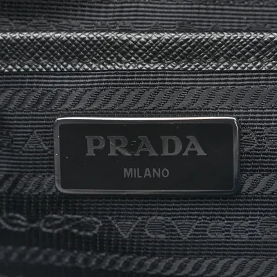 Prada Medium Backpack Black Re-Nylon & Saffiano Leather Silver Hardware