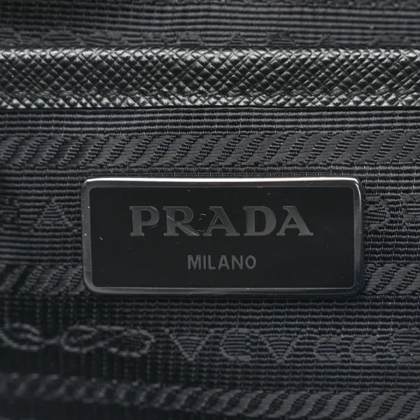 Prada Medium Backpack Black Re-Nylon & Saffiano Leather Silver Hardware - Image 2