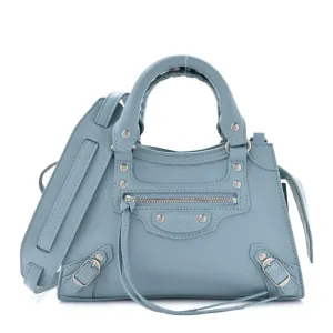 Balenciaga Mini Neo Classic City Blue/Grey Grained Calfskin Leather Silver Hardware