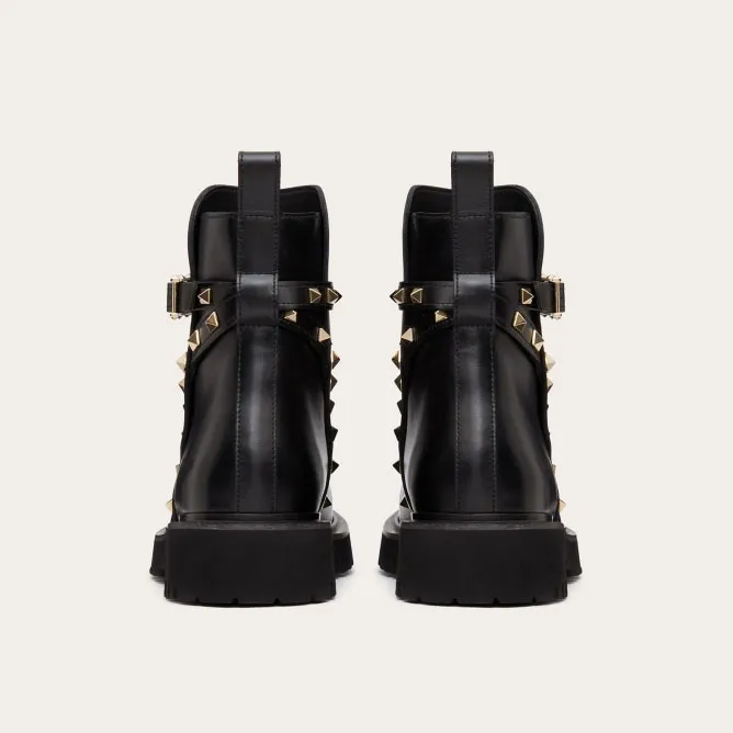 VALENTINO ROCKSTUD Calf leather ankle boots (heel height 4cm)