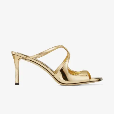 JIMMY CHOO metallic Sense of texture leather Muller shoes high-heeled slippers