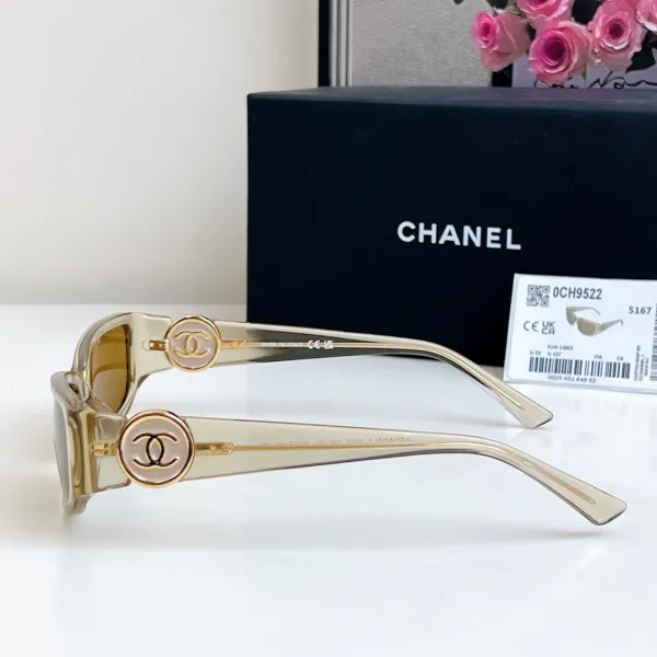 CHANEL square frame glasses tawny color size 56-18-137 - Image 4