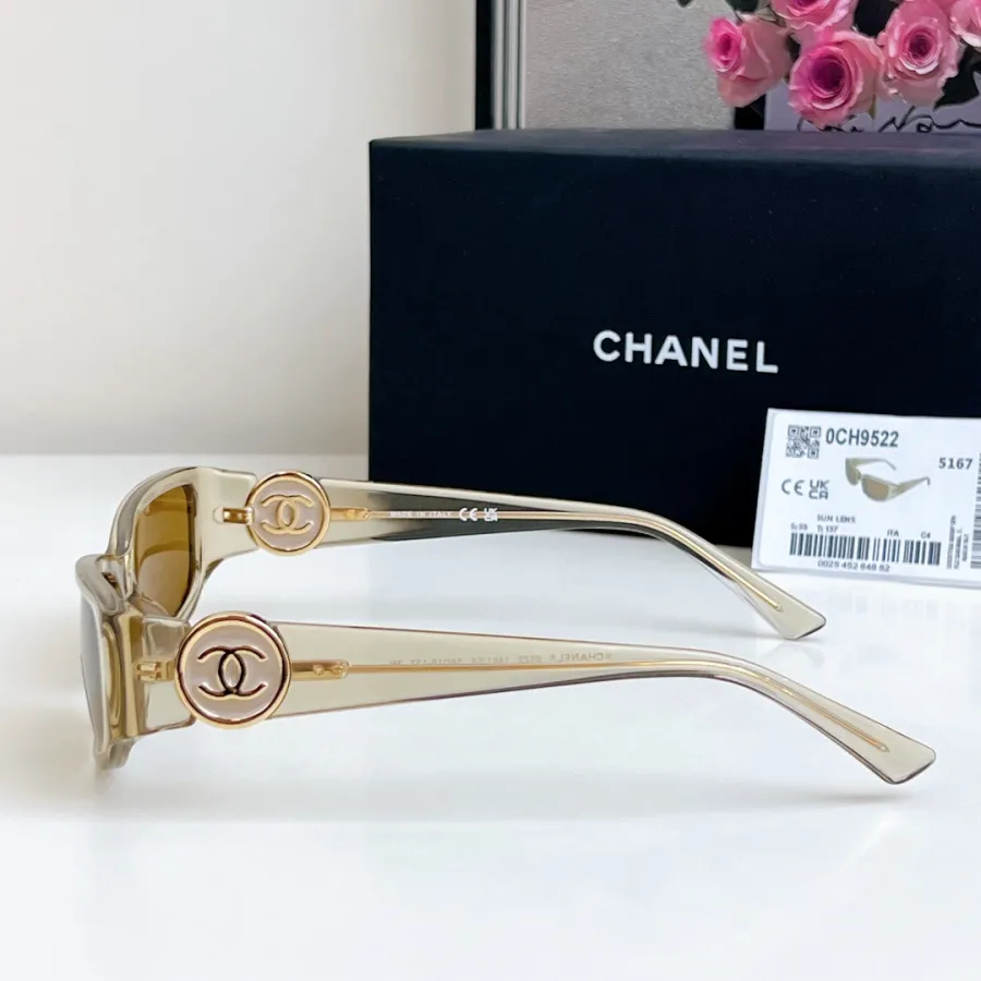 CHANEL square frame glasses tawny color size 56-18-137