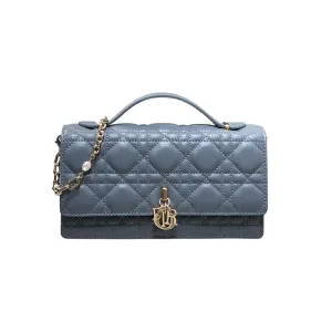 Dior My Dior Mini Top Handle Bag With Chain And Pearl In Blue Haze/Ice Blue/Beige/White/Chocolate/Black/Red/Rose des Vents/Pink/Stone Grey/Light Grey Cannage Lambskin With Gold Hardware