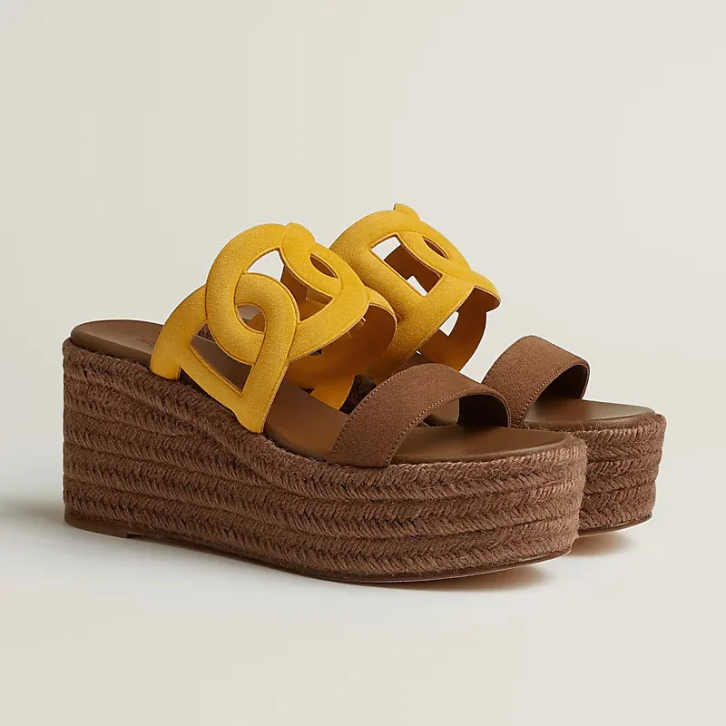 HERMES Ithea Wedges and heels Slippers High-heeled slippers Yellow High Heels Sandal