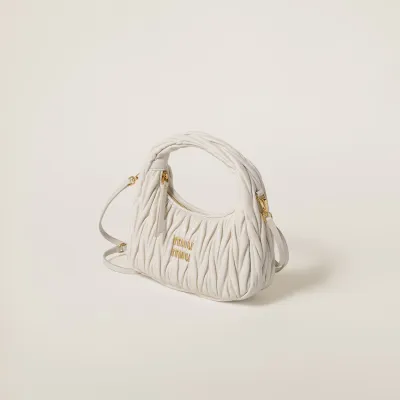 Miu Miu Wander Matelassé Quilted Lambskin Leather handbag white Crossbody Bags