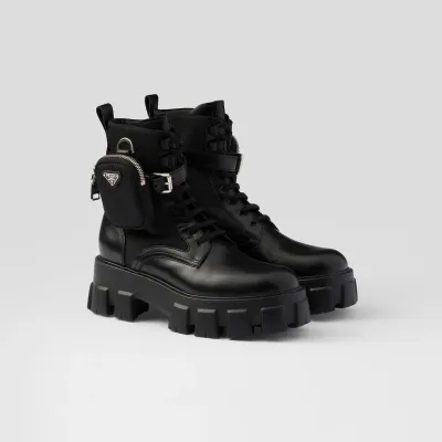 PRADA Black marbled leather boots (with bag)