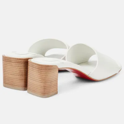 Christian Louboutin White leather square heels with thick heels