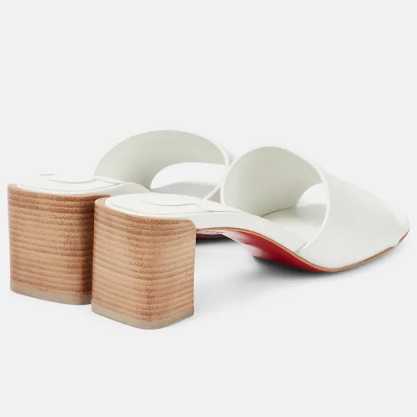 Christian Louboutin White leather square heels with thick heels - Image 2