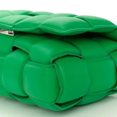 Bottega Veneta Maxi Intreccio Padded Cassette Crossbody Bag Parakeet Nappa Leather Silver Hardware