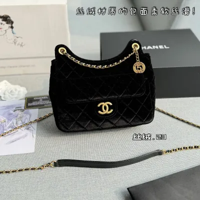 Chanel Black velvet Crossbody Bags