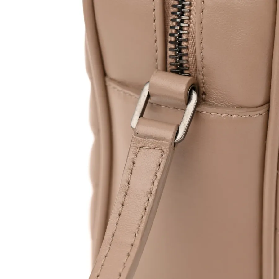 Saint Laurent Medium Lou Camera Bag Dark Beige Monogram Calfskin Matelasse Leather Ruthenium Hardware