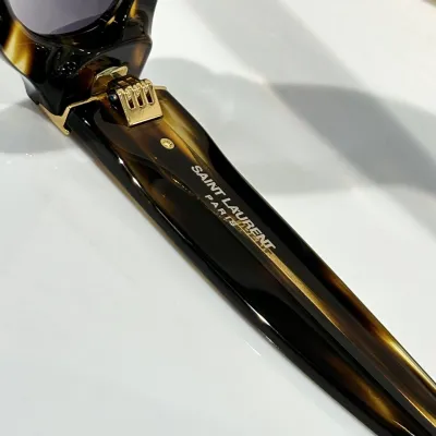 Saint Laurent Cat Eye glasses leopard/black gold/black silver color Size 53口20-145