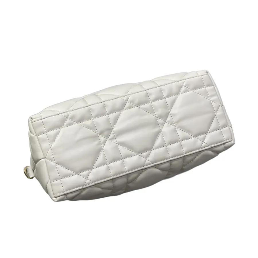 Dior Small D-Journey Bag in White Macrocannage Lambskin Gold Hardware