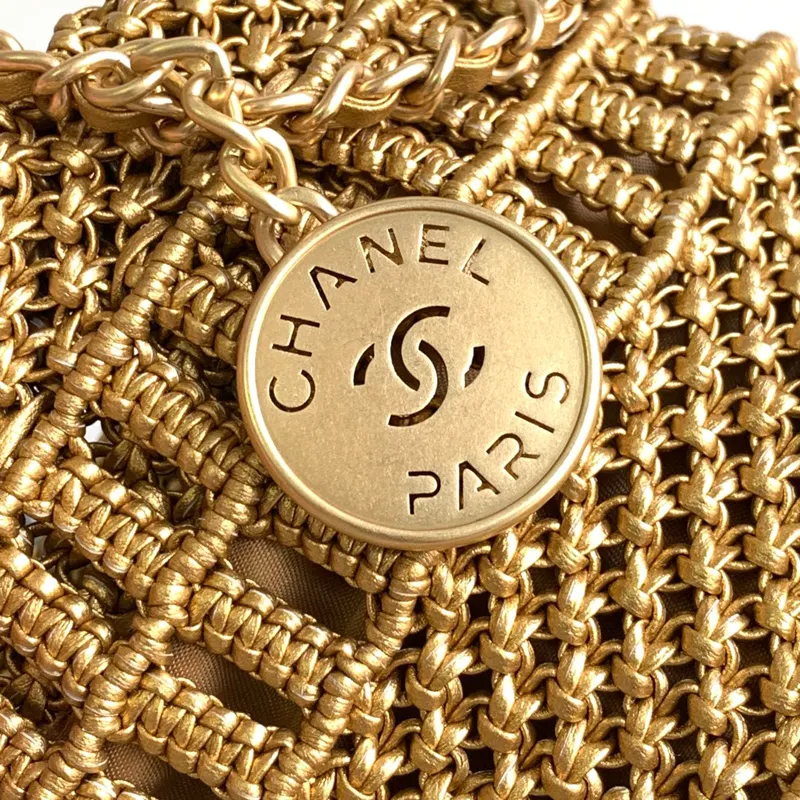 Chanel 22bags Gold Woven Cowhide Shoulder Bags