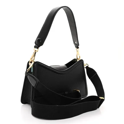 Valentino Garavani Medium VLogo Signature Shoulder Bag Black Grainy Calfskin Leather Gold Hardware