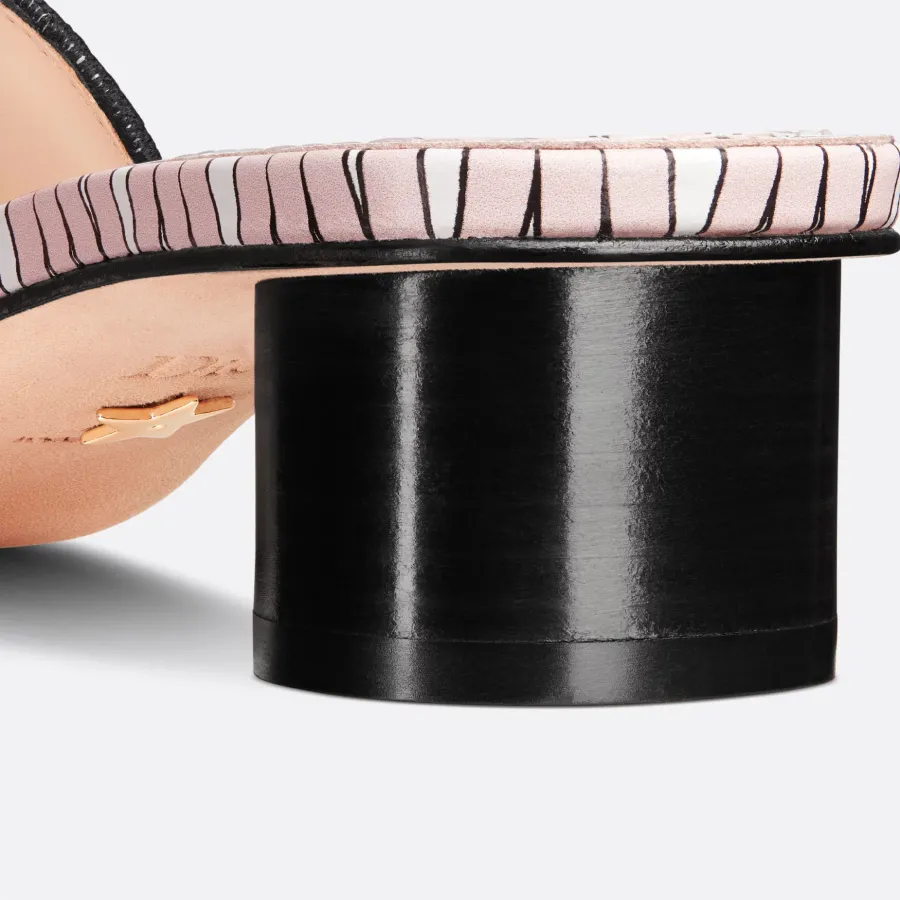 Dior pink thick bottom square head high-heeled slippers