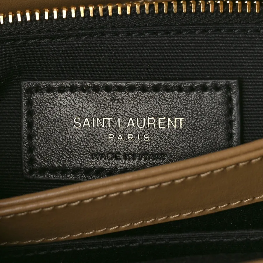 Saint Laurent Mini Loulou Crossbody Bag Dark Latte Y-Quilted Monogram Calfskin Leather Aged Gold Hardware
