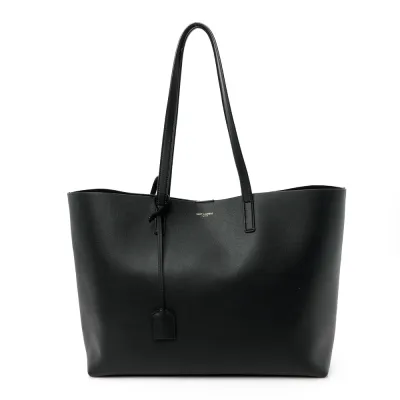 Saint Laurent Large Shopping Tote Black Calfskin Leather