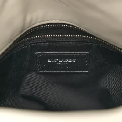 Saint Laurent Mini Loulou Chain Satchel Crema Soft Quilted Puffer Monogram Lambskin Leather Aged Gold Hardware