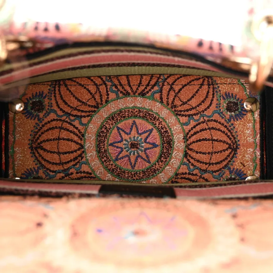 Dior Medium Lady D-Lite Multicolor Embroidered Canvas Gold Hardware